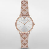 Emporio Armani Kappa Quartz Rose Gold Dial Pink Leather Strap Watch For Women - AR11010