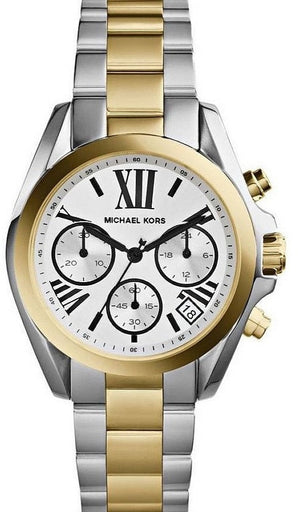 Michael Kors Bradshaw Chronograph Silver Dial Two Tone Steel Strap Watch For Women - MK5855