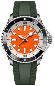 Breitling Superocean Automatic 42mm Kelly Slater Limited Edition Orange Dial Green Rubber Strap Watch for Men - A173751A101S1
