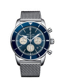 Breitling Superocean Heritage B01 Chronograph 44 Blue Dial Silver Mesh Bracelet Watch for Men - AB0162161C1A1