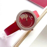 Swarovski Crystal Frost Red Dial Red Leather Strap Watch for Women - 5519226