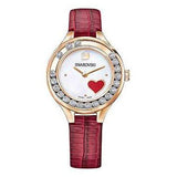 Swarovski Lovely Crystals Analog White Dial Red Leather Strap Watch for Women - 5297584