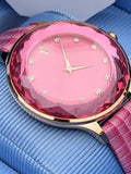 Swarovski Octea Nova Pink Dial Pink Leather Strap Watch for Women - 5650030