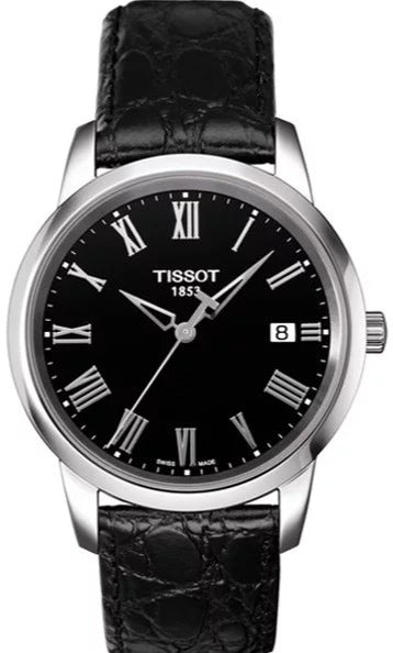 Tissot Classic Dream Black Dial Black Leather Strap Watch for Men