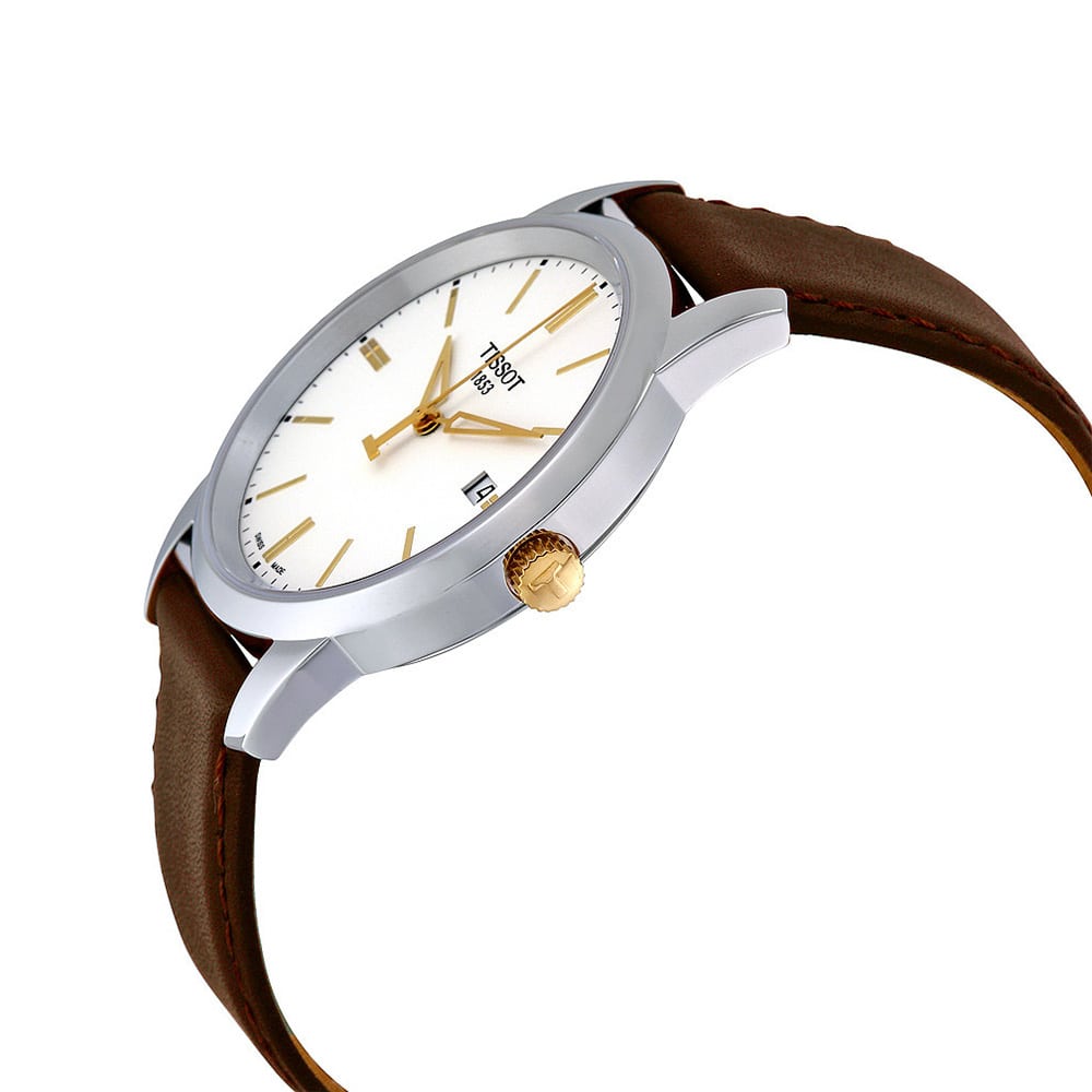 Tissot T Classic Dream White Dial Brown Leather Strap Watch for Men