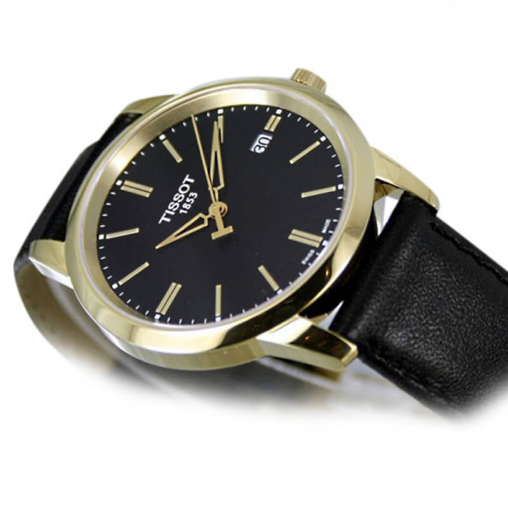 Tissot T Classic Dream Black Dial Black Leather Strap Watch for Men