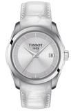 Tissot Couturier Jam Tangan Wanita Tali Kulit Putih Dial Perak untuk Wanita - T035.210.16.011.00