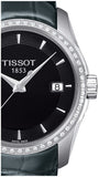 Tissot T Trend Couturier Diamonds Black Dial Black Leather Strap Watch for Women - T035.210.66.051.00