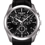 Tissot T Classic Couturier Chronograph Black Dial Black Leather Strap Jam Tangan Untuk Pria - T035.617.16.051.00