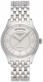 Tissot T Classic T One Automatic Silver Dial Silver Steel Strap Watch For Men - T038.430.11.037.00