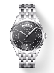 Tissot T Classic T One Automatic Black Dial Silver Steel Strap Watch For Men - T038.430.11.057.00
