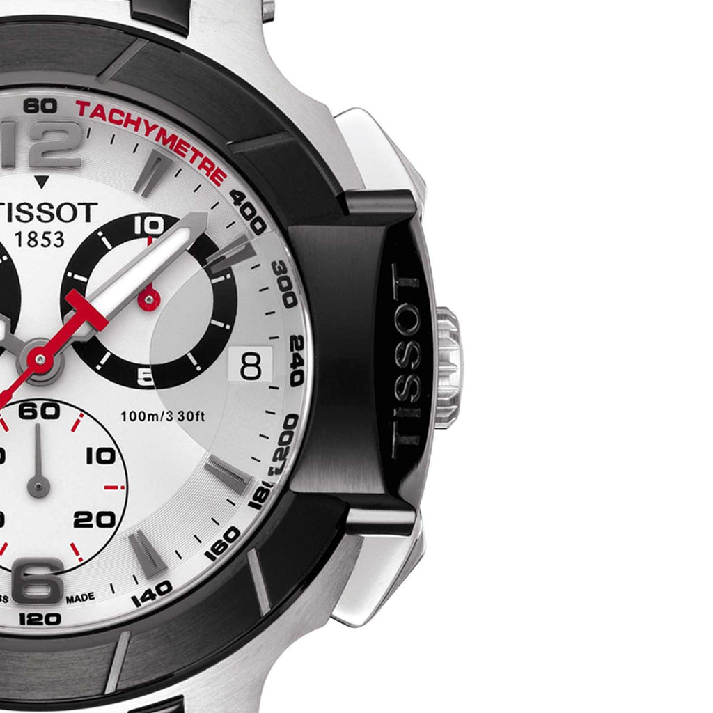 Reloj Tissot T Race cronógrafo con esfera blanca y correa de