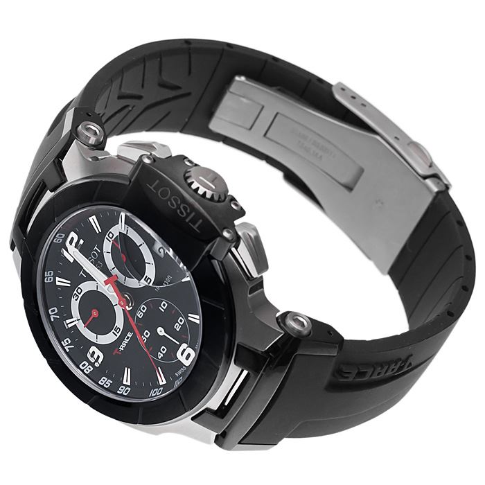 Tissot T Race Chronograph Black Dial Black Rubber Strap Watch for Men