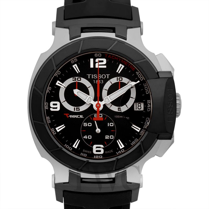 Tissot T Race Chronograph Black Dial Black Rubber Strap Watch for Men