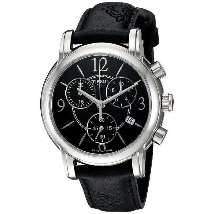 Tissot Dressport Chronograph Black Dial Black Leather Strap Watch