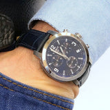 Tissot PRC 200 Chronograph Blue Dial Jam Tangan Tali Kulit Biru Untuk Pria - T055.417.16.047.00
