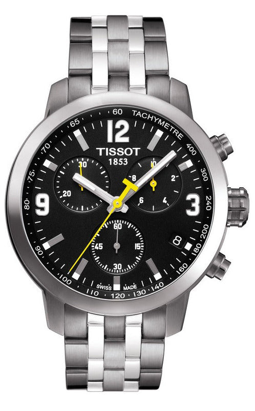Tissot PRC 200 Chronograph Black Dial Stainless Steel Watch For