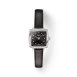 Tissot Lovely Square Quartz Diamonds Black Dial Jam Tangan Tali Kulit Hitam Untuk Wanita - T058.109.16.056.00