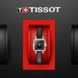 Tissot Lovely Square Quartz Diamonds Black Dial Jam Tangan Tali Kulit Hitam Untuk Wanita - T058.109.16.056.00