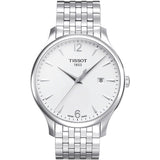 Tissot T Classic Tradition Jam Tangan Tali Baja Perak Dial Putih Untuk Pria - T063.610.11.037.00