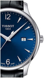 Tissot T Classic Tradition Jam Tangan Tali Kulit Hitam Dial Biru Untuk Pria - T063.610.16.047.00