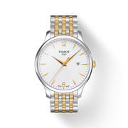 Tissot T Classic Tradition White Dial Two Tone Mesh Bracelet Watch For Men - T063.610.22.037.00