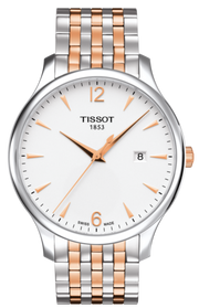 Tissot T Classic Tradition White Dial Two Tone Mesh Bracelet Watch For Men - T063.610.22.037.01