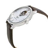 Tissot T Classic Tradition Powermatic 80 Open Heart Silver Dial Brown Leather Strap Watch for Men - T063.907.16.038.00