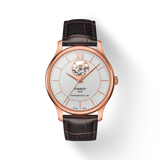 Tissot Tradition Powermatic 80 Open Heart Silver Dial Jam Tangan Tali Kulit Coklat Untuk Pria - T063.907.36.038.00