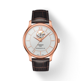 Tissot Tradition Powermatic 80 Open Heart Silver Dial Jam Tangan Tali Kulit Coklat Untuk Pria - T063.907.36.038.00