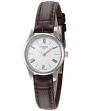 Tissot Tradition 5.5 Lady Silver Dial Brown Leather Strap Watch for Women - T063.009.16.018.00