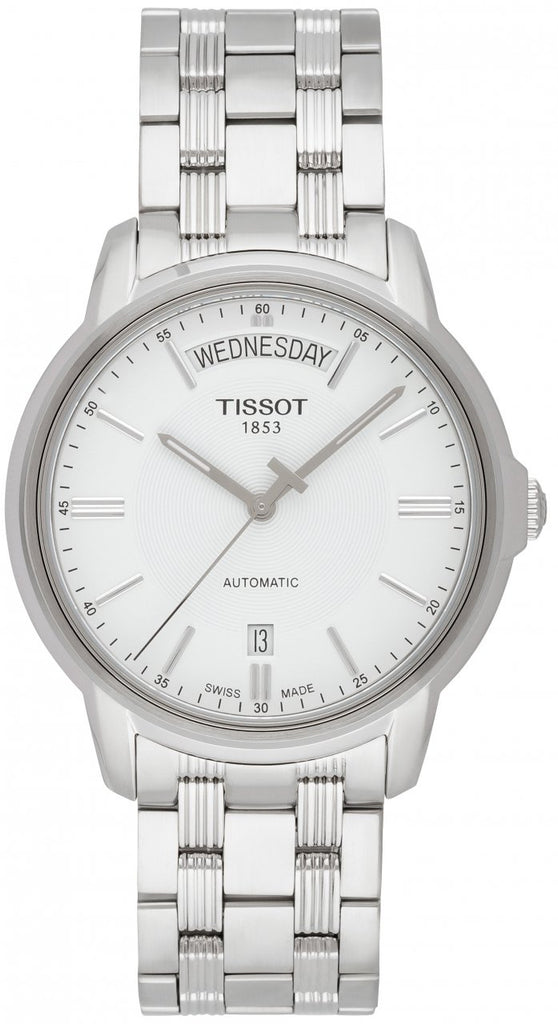 Tissot T Classic Automatic III Day Date White Dial Silver Steel