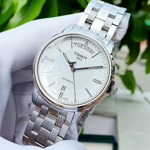 Tissot T Classic Automatic III Day Date White Dial Silver Steel