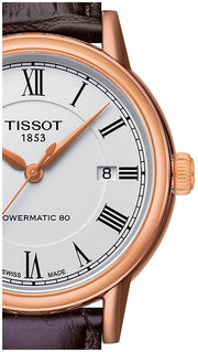 Tissot T Classic Carson Powermatic 80 White Dial Brown Leather Strap Watch for Men - T085.407.36.013.00