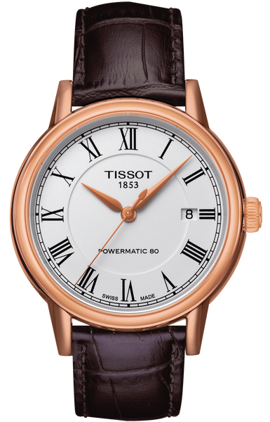 Tissot T Classic Carson Powermatic 80 White Dial Brown Leather