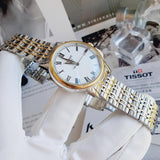 Tissot T Classic Carson Quartz White Dial Two Tone Steel Strap Watch for Men - T085.410.22.013.00