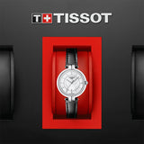 Tissot T Lady Flamingo Mother of Pearl Dial Black Leather Strap Watch for Women - T094.210.16.111.00