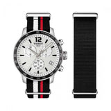 Tissot Quickster Chronograph NBA Toronto Raptors White Dial Two Tone NATO Strap Watch for Men - T095.417.17.037.16