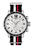 Tissot Quickster Chronograph NBA Toronto Raptors White Dial Two Tone NATO Strap Watch for Men - T095.417.17.037.16