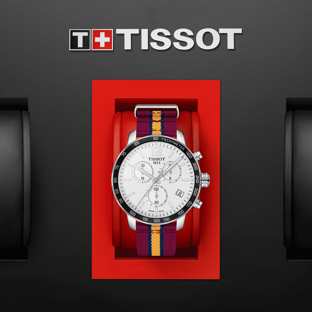 Tissot Quickster Chronograph NBA Miami Heat Edition White Dial Two Tone NATO Strap Watch for Men