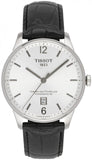 Tissot Chemin Des Tourelles Powermatic 80 Silver Dial Jam Tangan Tali Kulit Hitam Untuk Pria - T099.407.16.037.00