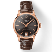 Tissot Chemin Des Tourelles Powermatic 80 Lady Brown Dial Brown Leather Strap Watch For Women - T099.207.36.447.00