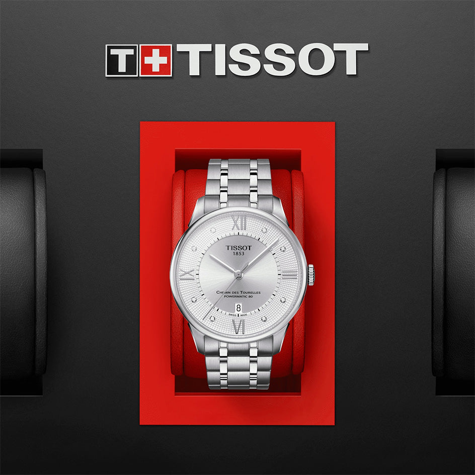 Tissot Chemin Des Tourelles Powermatic 80 Diamonds Silver Dial 