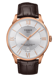 Tissot Chemin Des Tourelles Powermatic 80 Silver Dial Brown Leather Strap Watch For Men - T099.407.36.038.00