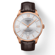 Tissot Chemin Des Tourelles Powermatic 80 Cosc Silver Dial Brown Leather Strap Watch For Men - T099.408.36.038.00