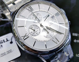 Tissot Chemin des Tourelles Automatic Chronograph White Dial Silver Steel Strap Watch for Men - T099.427.11.038.00