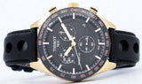Tissot PRS 516 Chronograph Black Dial Jam Tangan Tali Kulit Hitam Untuk Pria - T100.417.36.051.00