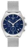 Tissot PR 100 Chronograph Blue Dial Silver Mesh Bracelet Watch for Men - T101.417.11.041.00