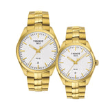 Tissot T Classic PR 100 Lady White Dial Gold Steel Strap Watch for Women - T101.210.33.031.00