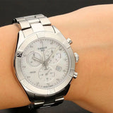 Tissot PR 100 Sport Chic Chronograph Diamonds Mother of Pearl Dial Silver Steel Strap Watch for Women - T101.917.11.116.00